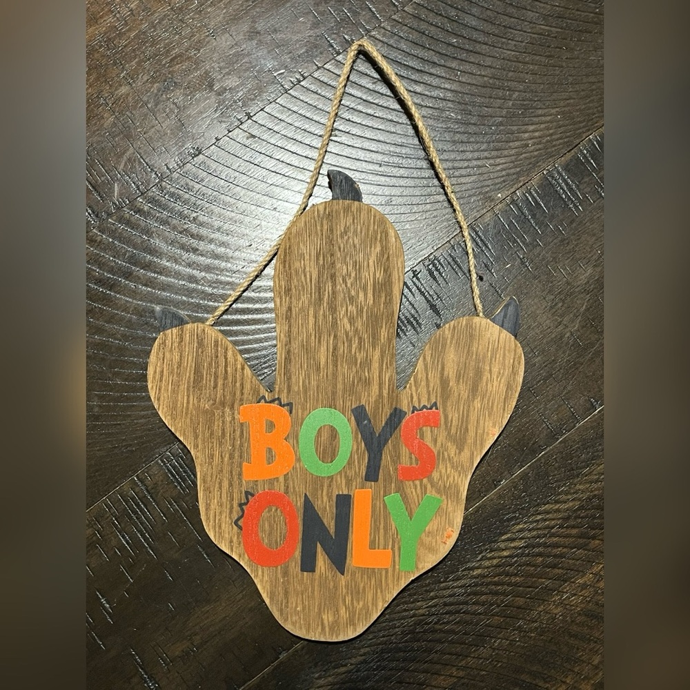 Boys Only Wooden Wall Sign Dinosaur Foot